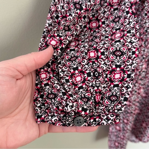 NWT GAP Geometric Pattern Tie Waist Long Sleeve Romper Black Pink White‎ Large - Picture 6 of 9